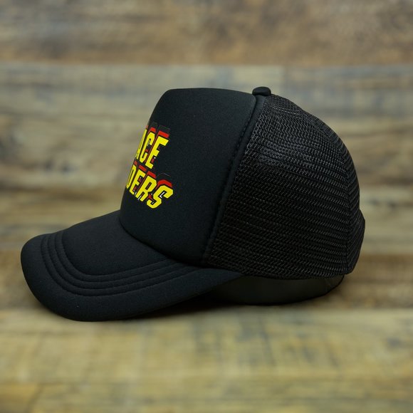 Space Invaders Mens Trucker Hat Black Snapback 80s Atari Retro Video Game Cap - Picture 3 of 6